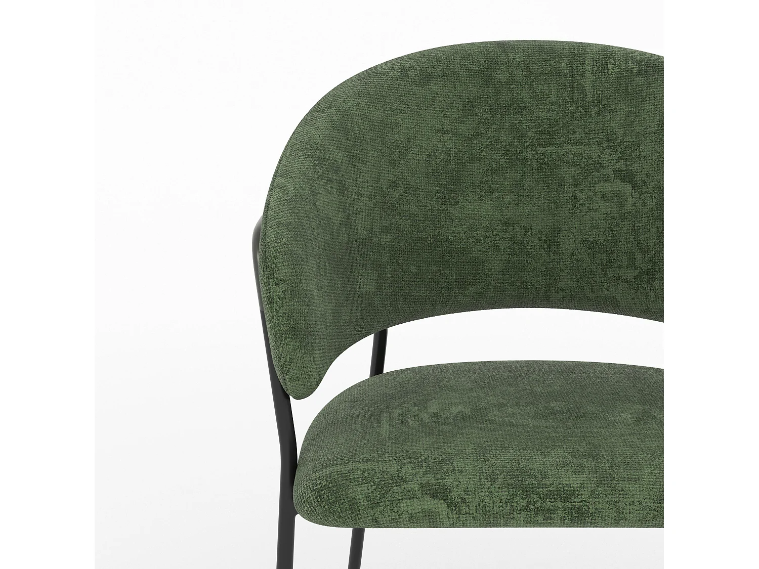 Lot de 2 chaises en tissu vert sapin et pieds en métal noir - Amaya