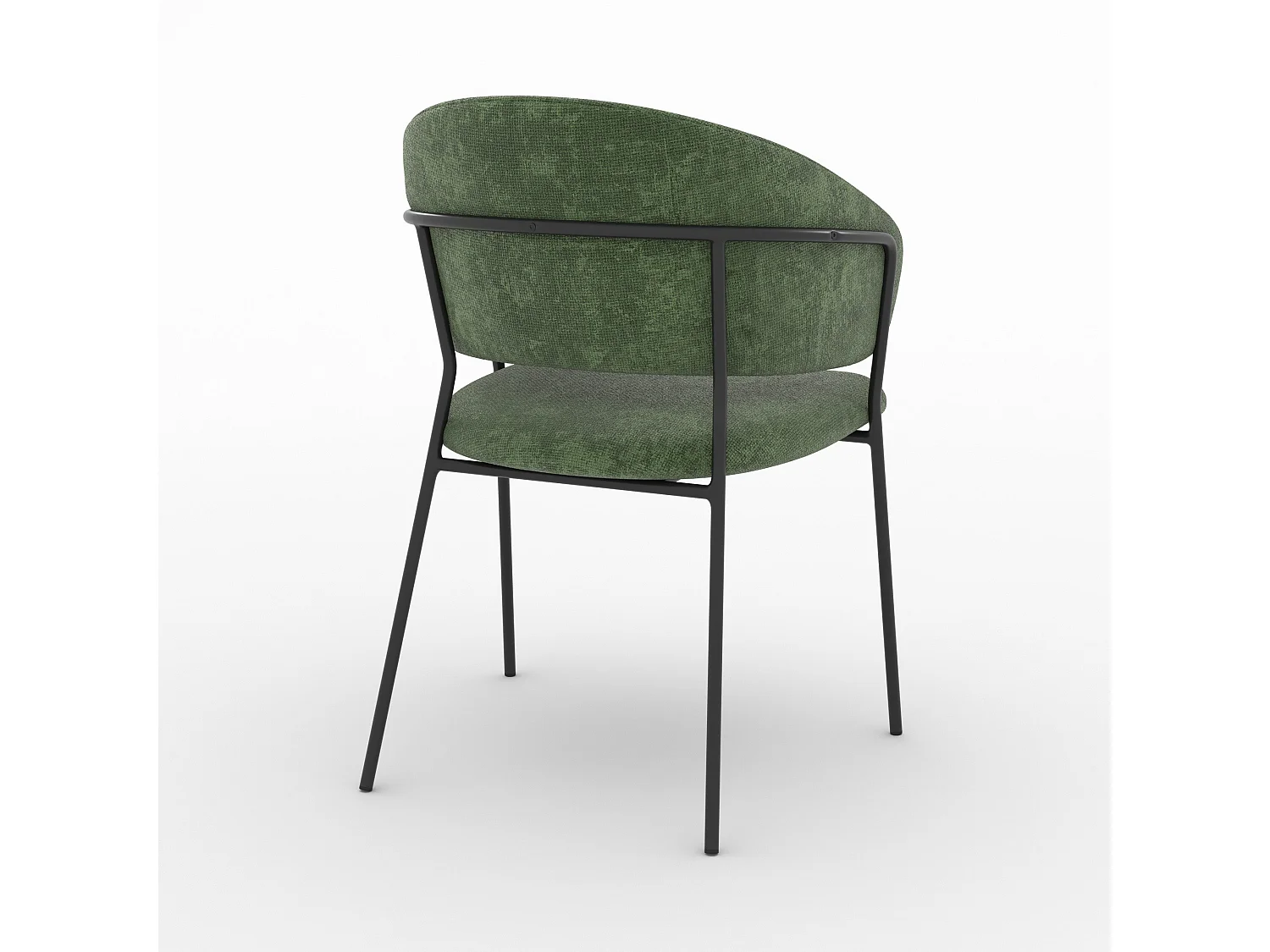 Lot de 2 chaises en tissu vert sapin et pieds en métal noir - Amaya
