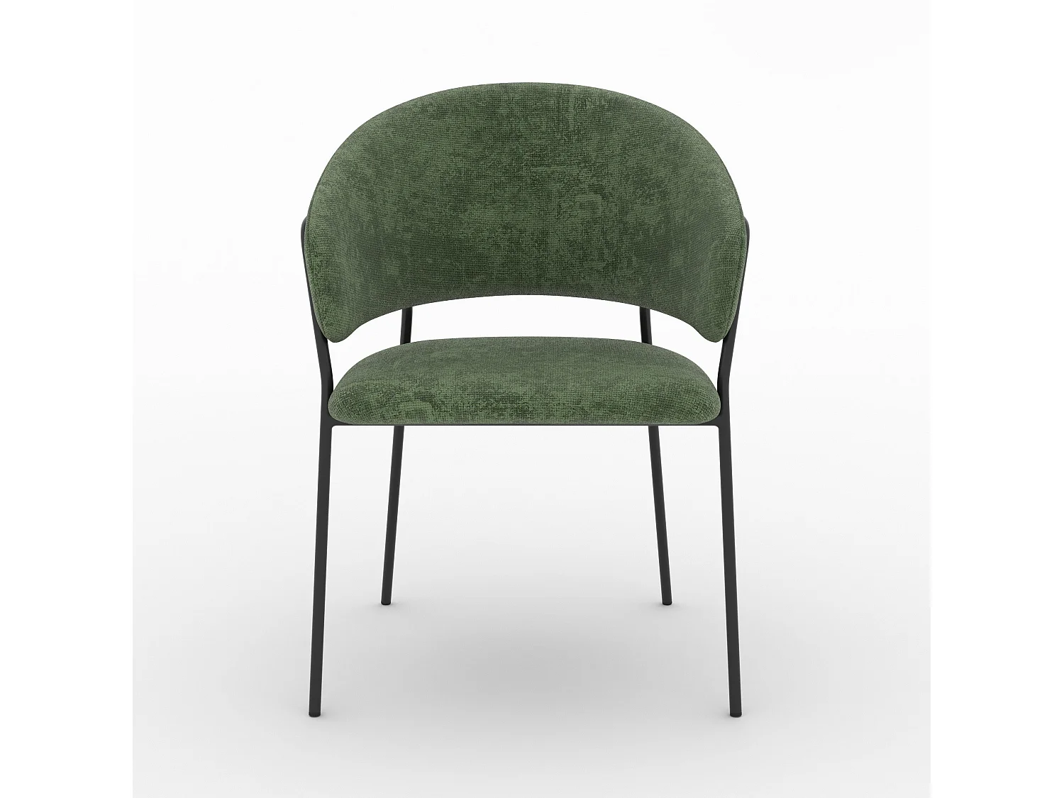 Lot de 2 chaises en tissu vert sapin et pieds en métal noir - Amaya