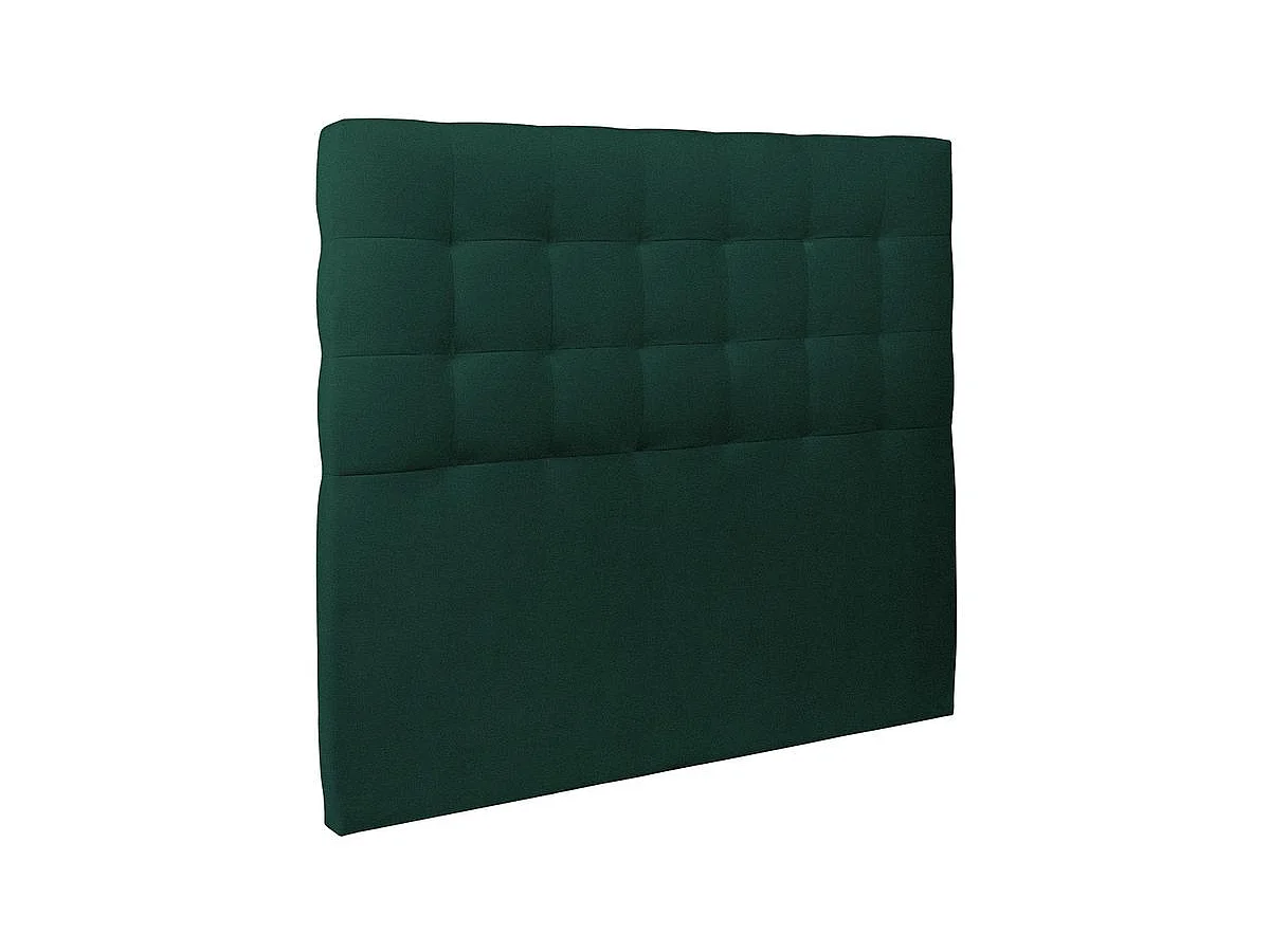 Lit 140x190cm avec tête de lit capitonnée velours et sommier tapissier vert - Hauteur totale : 29cm