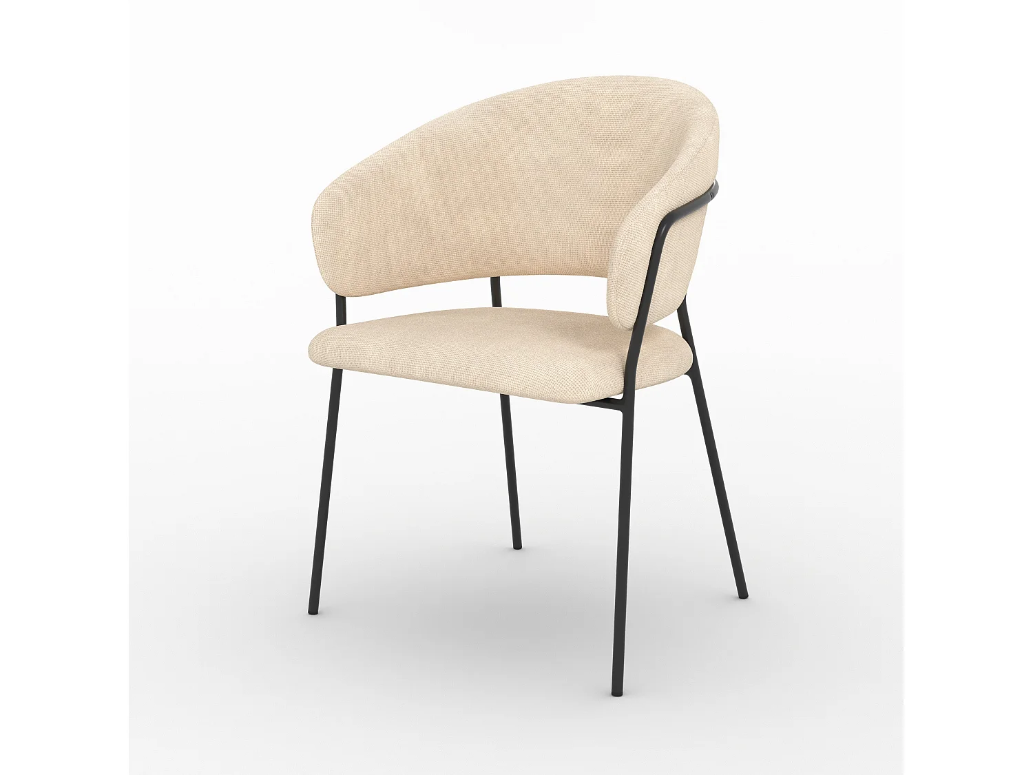 Lot de 2 chaises en tissu beige et pieds en métal noir  - Amaya