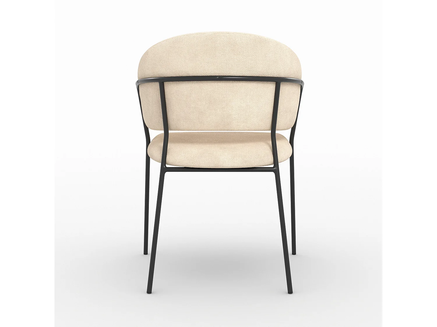 Lot de 2 chaises en tissu beige et pieds en métal noir  - Amaya