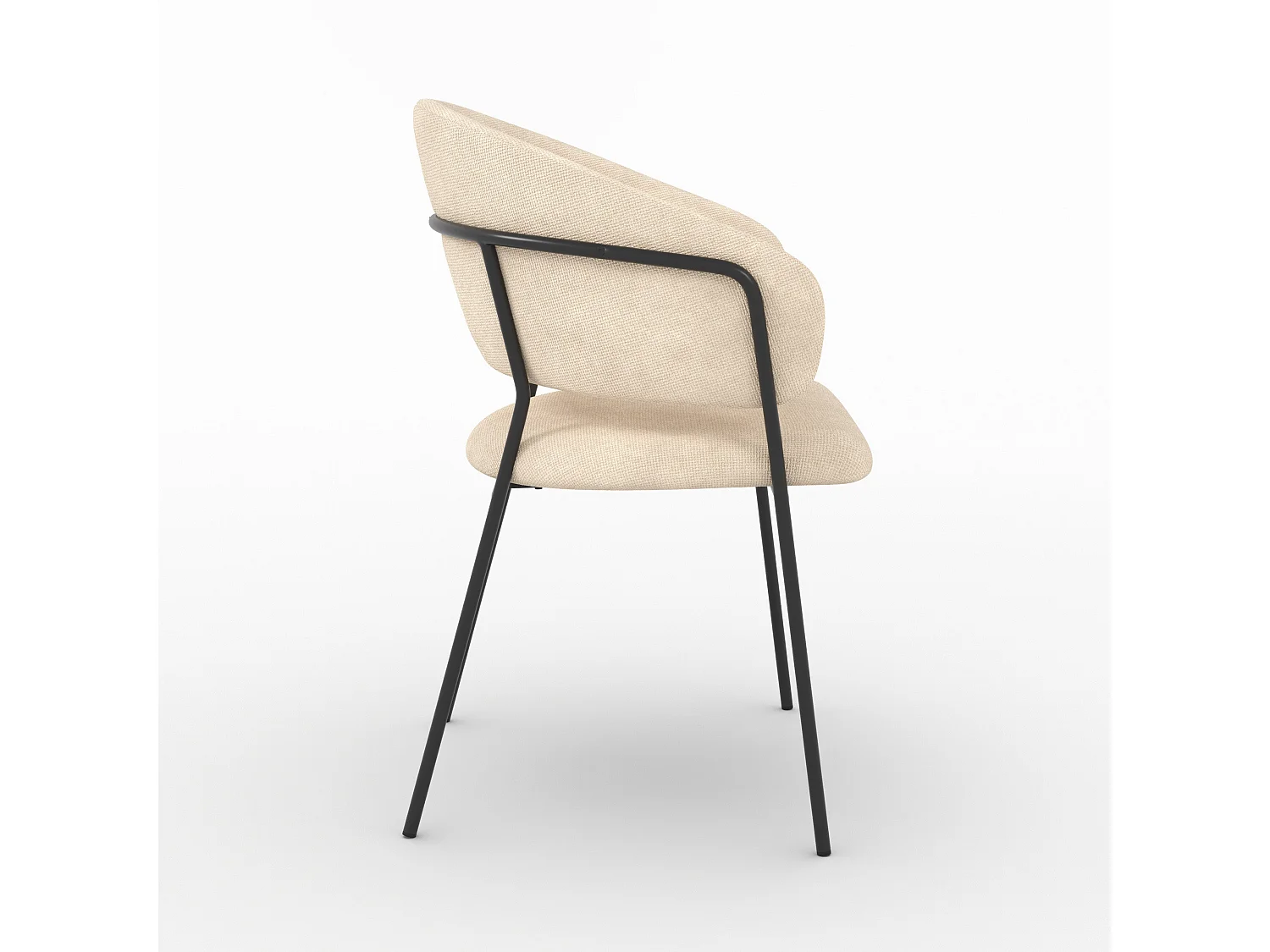Lot de 2 chaises en tissu beige et pieds en métal noir  - Amaya