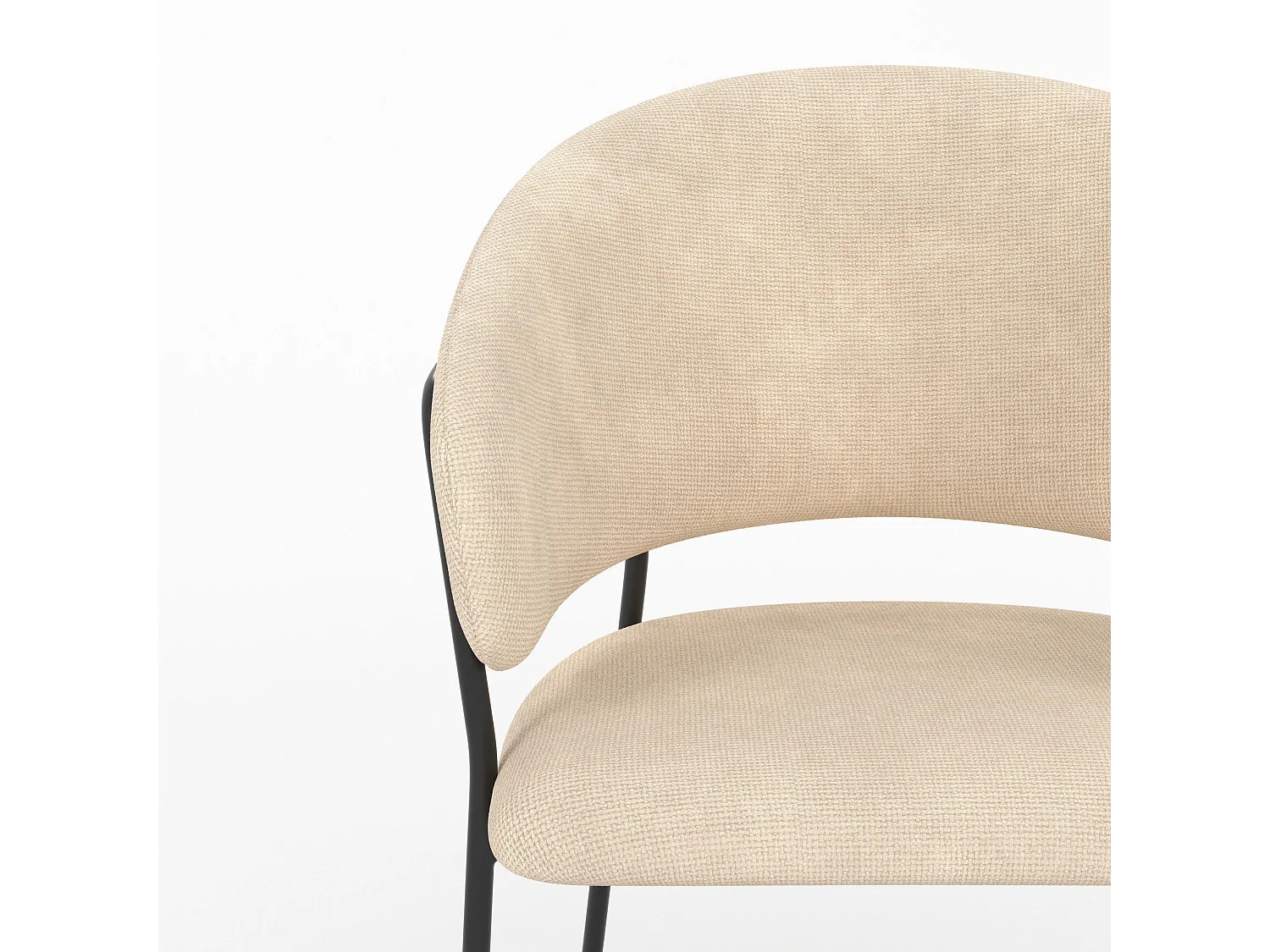 Lot de 2 chaises en tissu beige et pieds en métal noir  - Amaya