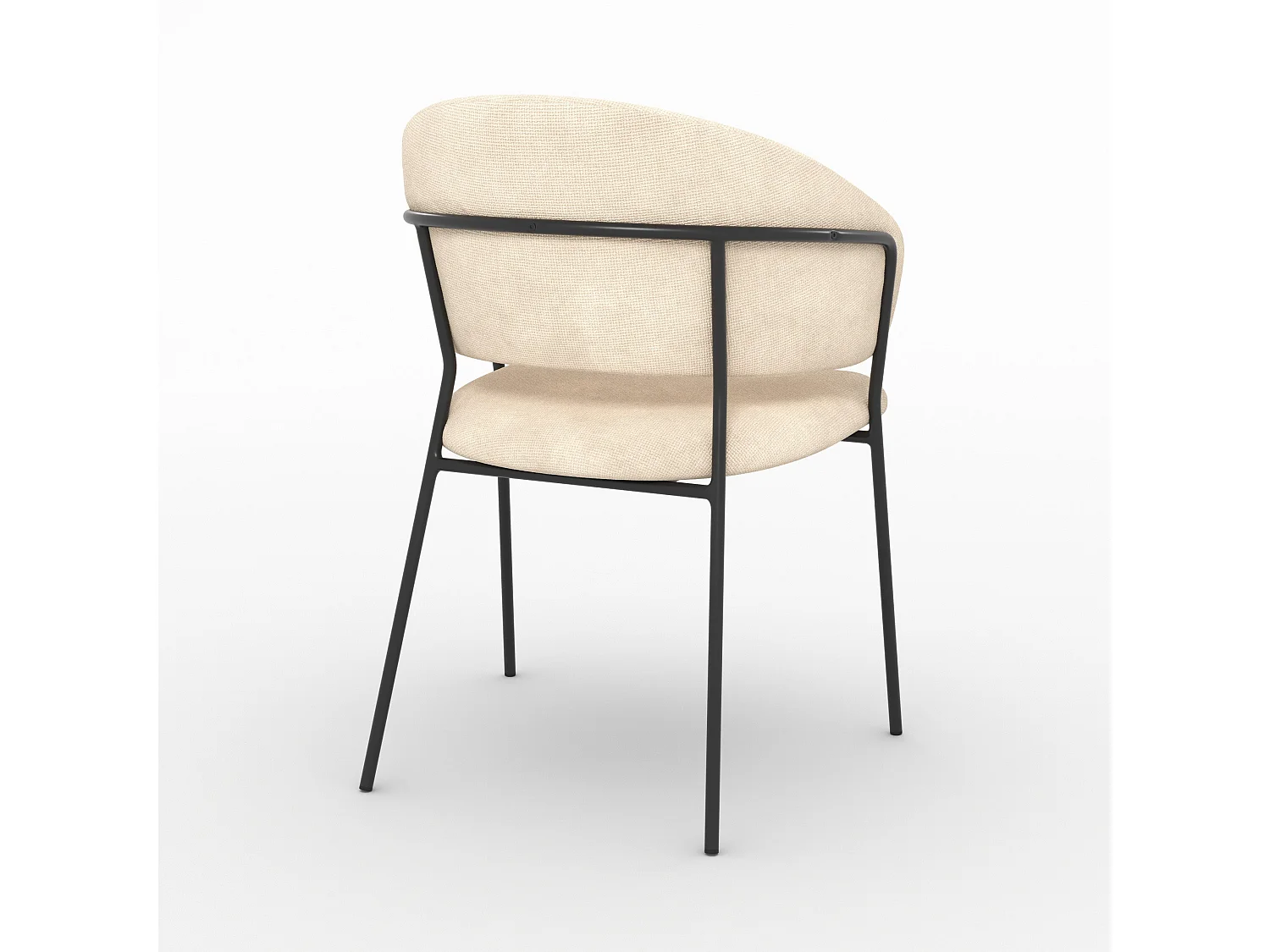 Lot de 2 chaises en tissu beige et pieds en métal noir  - Amaya
