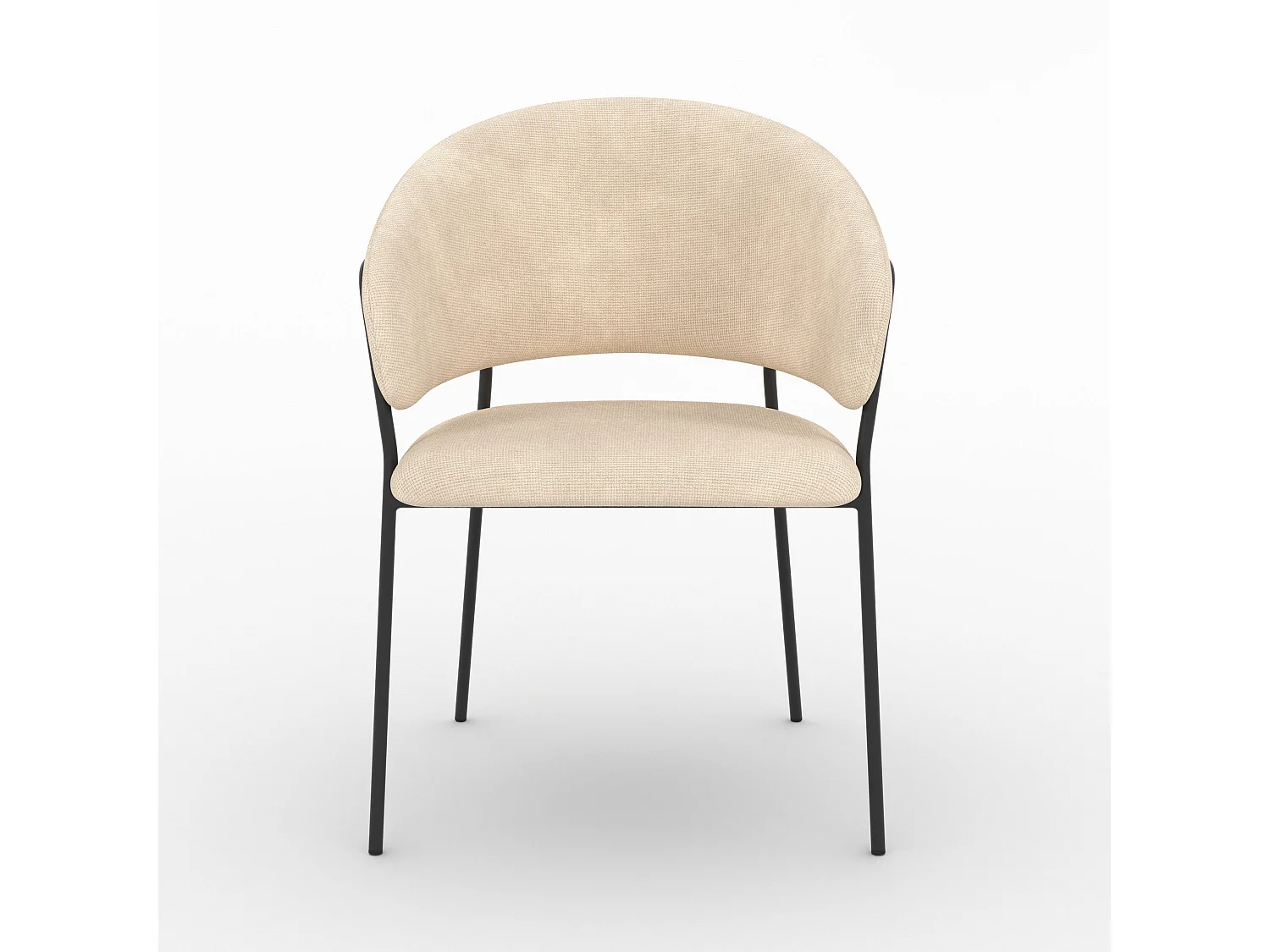 Lot de 2 chaises en tissu beige et pieds en métal noir  - Amaya