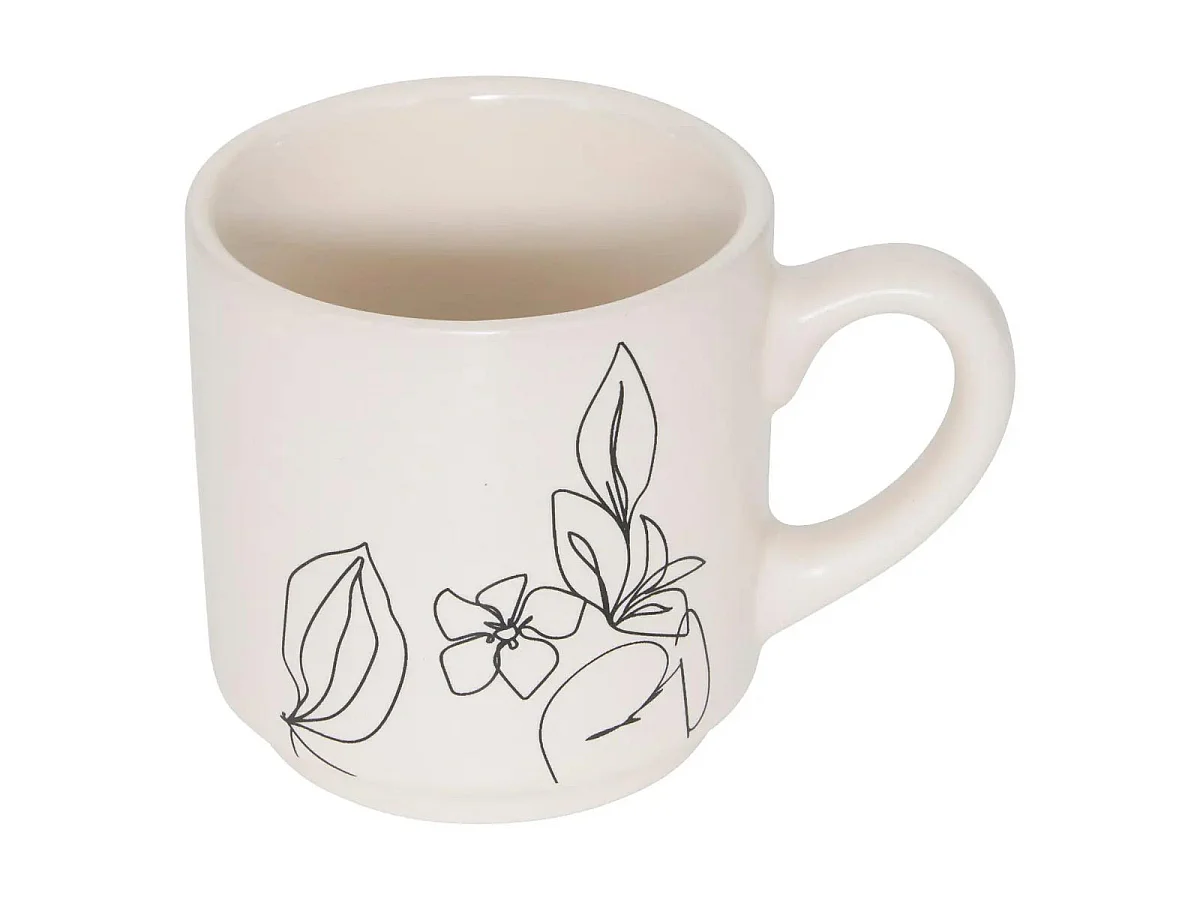 Lot de 4 Mugs sur Rack "Visage" 12cl Multicolore