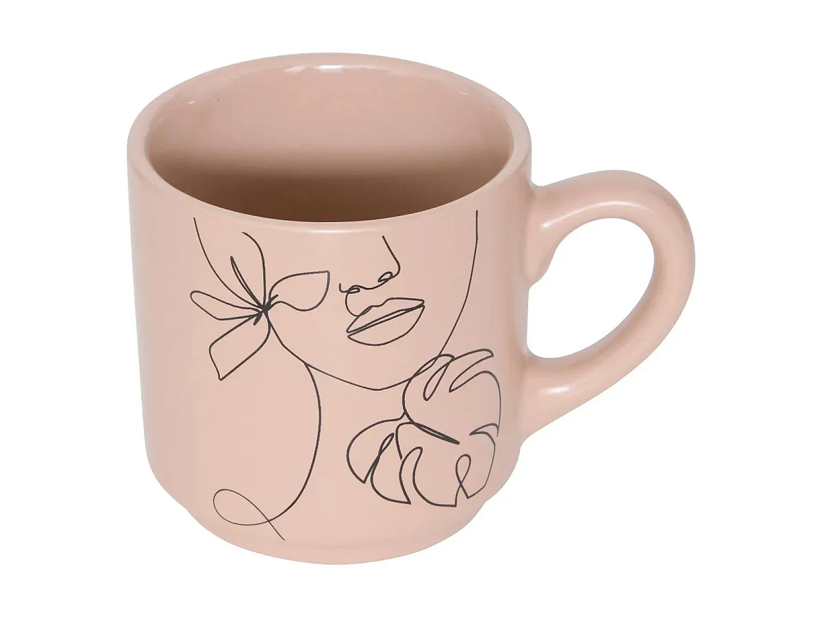 Lot de 4 Mugs sur Rack "Visage" 12cl Multicolore