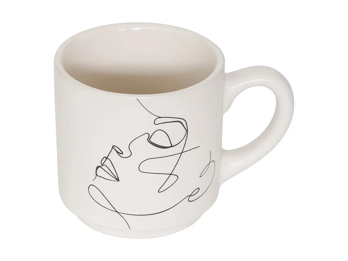 Lot de 4 Mugs sur Rack "Visage" 12cl Multicolore