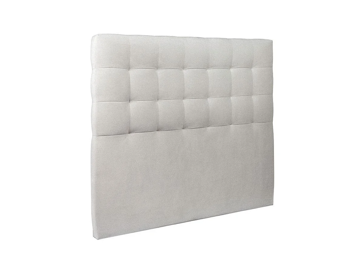 Lit 140x190cm avec tête de lit capitonnée velours et sommier tapissier gris clair - Hauteur totale : 29cm