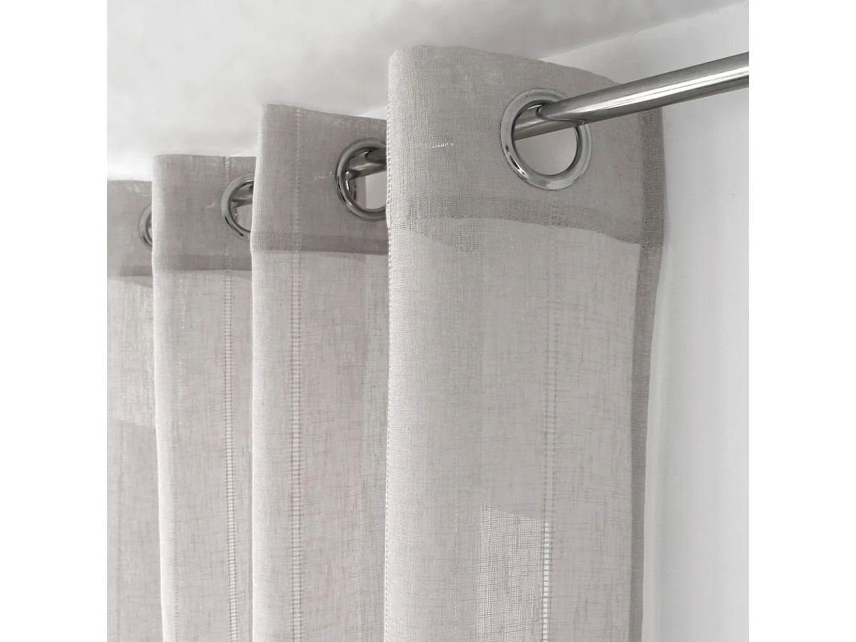 Rideau Voilage Effet Lin "Elena" 140x240cm Gris