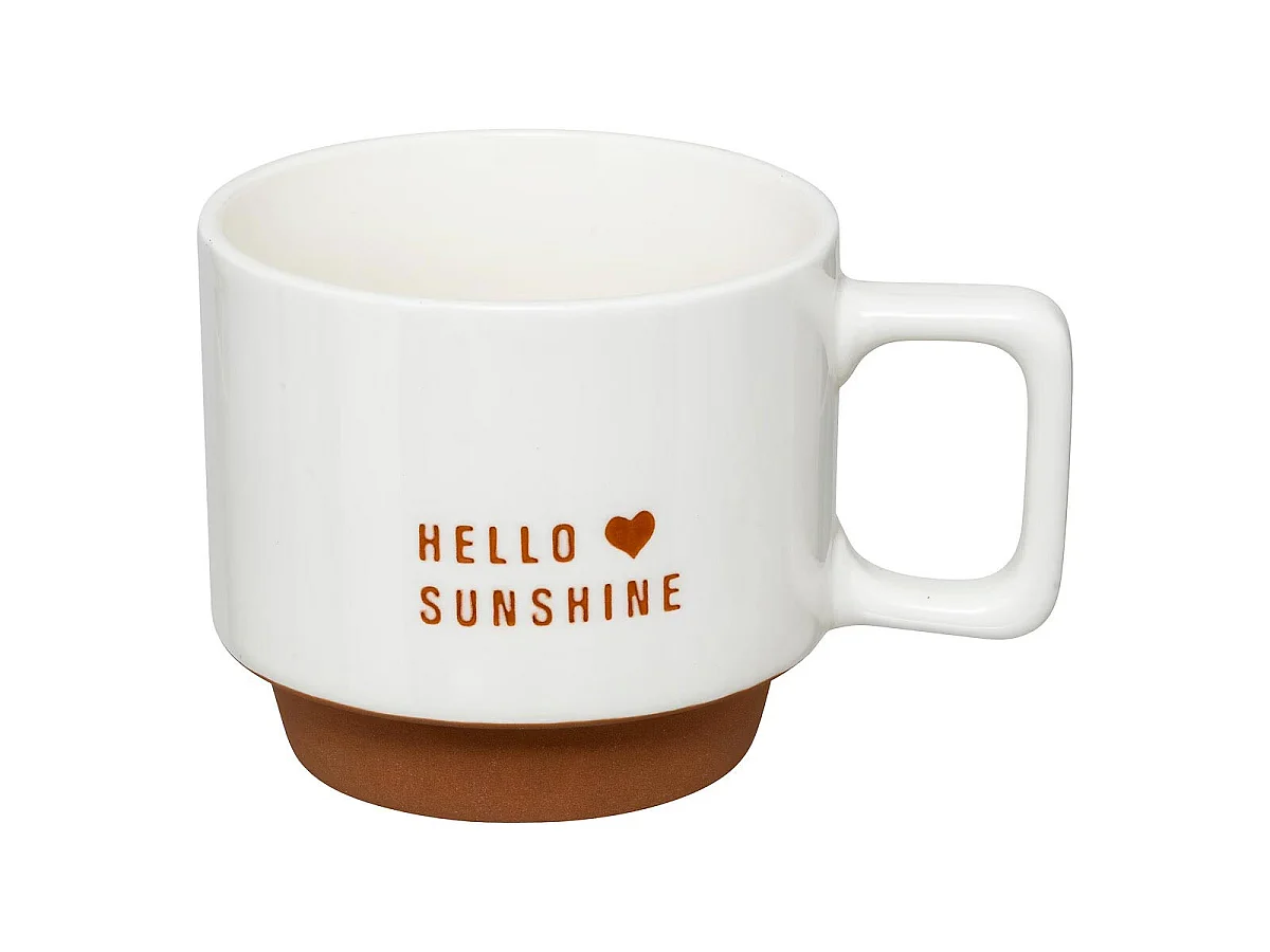 Lot de 4 Mugs sur Rack "Hello" 30cl Blanc