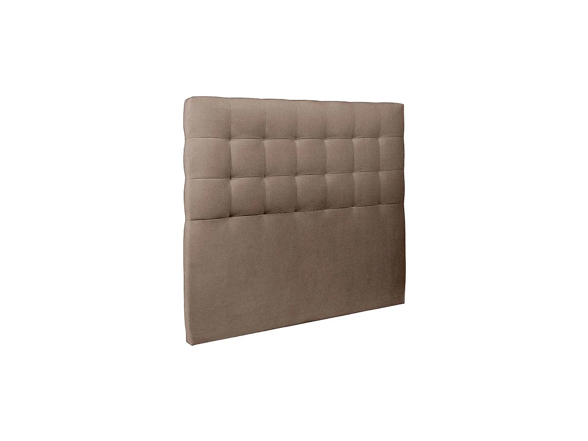 Lit 140x200cm avec tête de lit capitonnée velours et sommier tapissier taupe - Hauteur totale : 29cm