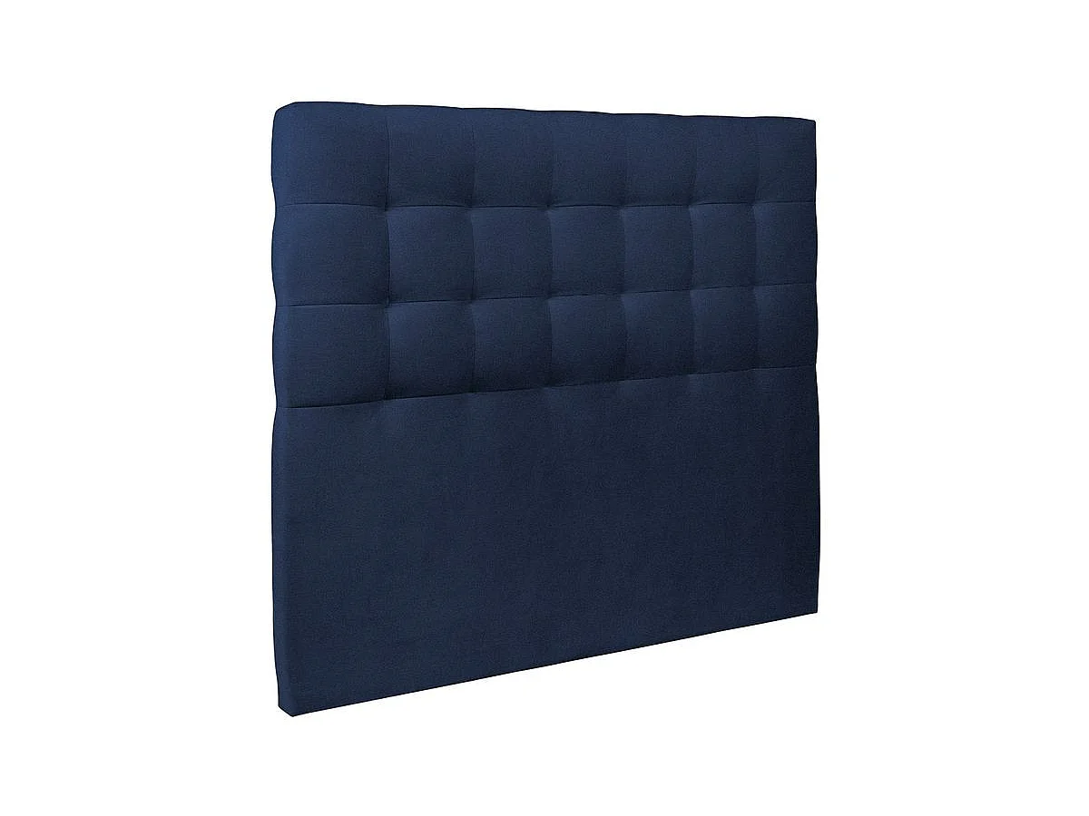 Lit 140x200cm avec tête de lit capitonnée velours et sommier tapissier Bleu - Hauteur totale : 29cm