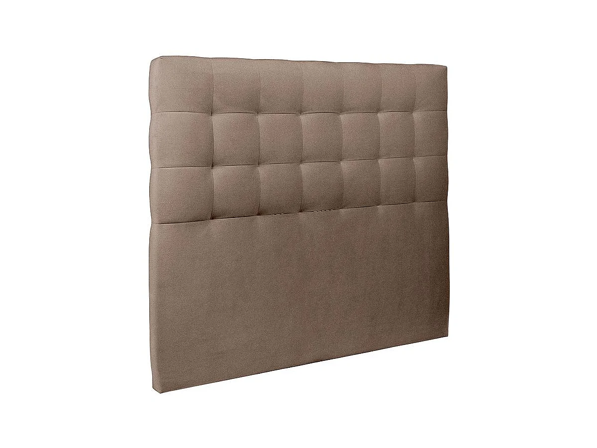 Lit 160x200cm avec tête de lit capitonnée velours et sommier tapissier taupe - Hauteur totale : 29cm