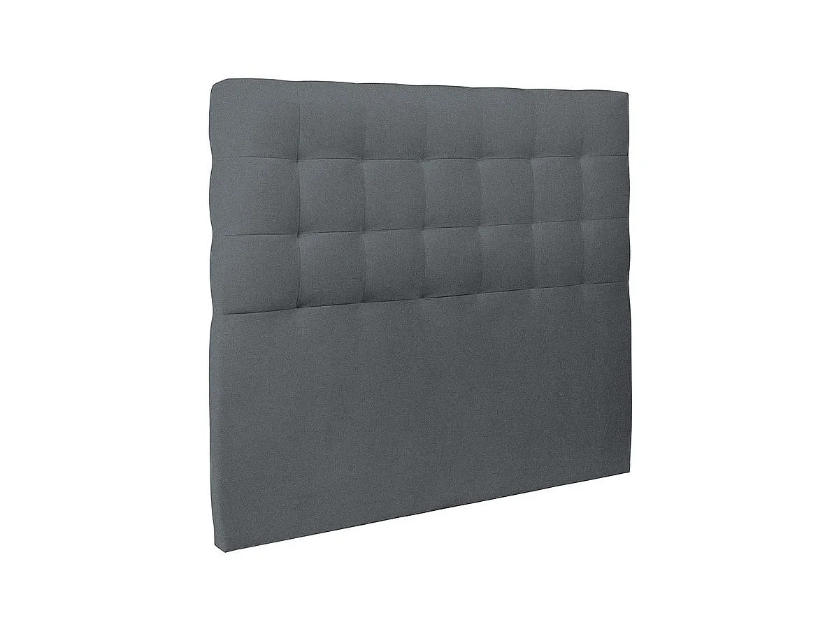 Lit 160x200cm avec tête de lit capitonnée velours et sommier tapissier gris anthracite - Hauteur totale : 29cm