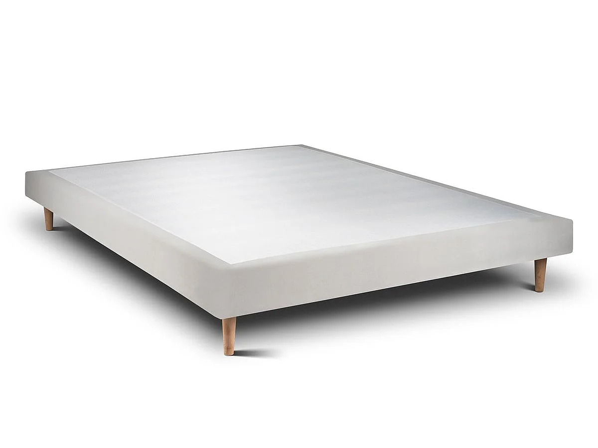 Lit 160x200cm avec tête de lit capitonnée velours et sommier tapissier gris clair - Hauteur totale : 29cm