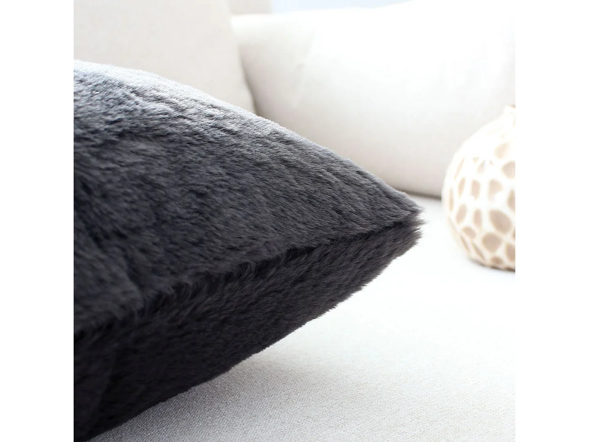 Coussin Déco Imitation Fourrure "Rabbit Pop" 40x40cm Anthracite