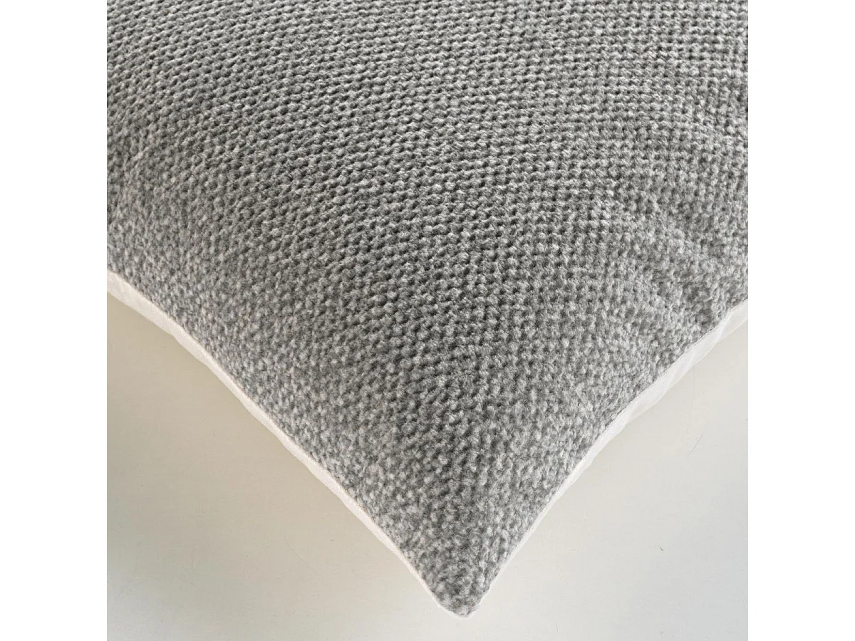 Coussin Déco Chenille "Meriel" 45x45cm Gris