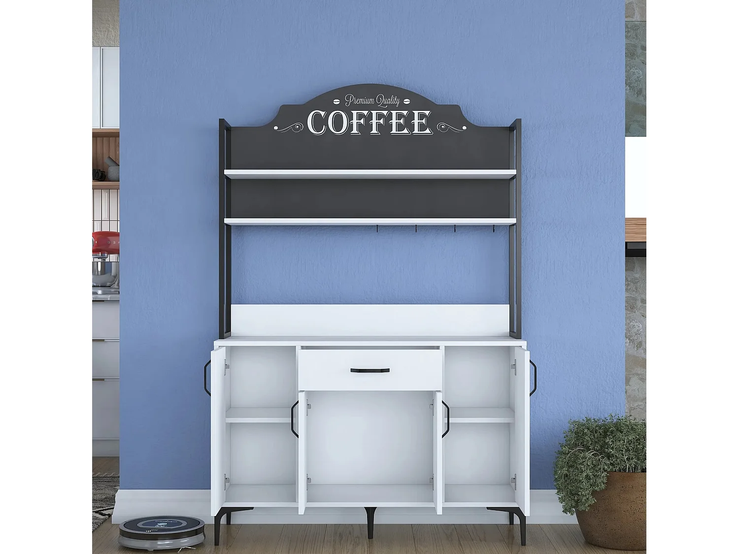 Multifunktionales Küchen-Sideboard mit Vertikalregal