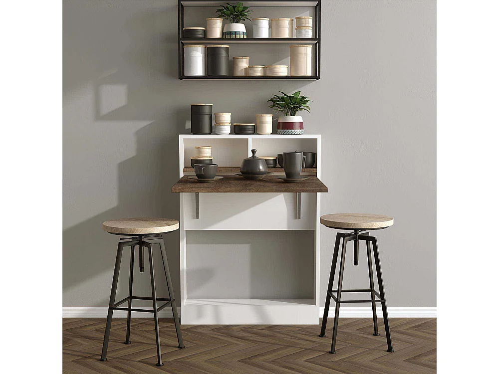 Table console style scandinave Bekna bois Blanc et Chêne clair