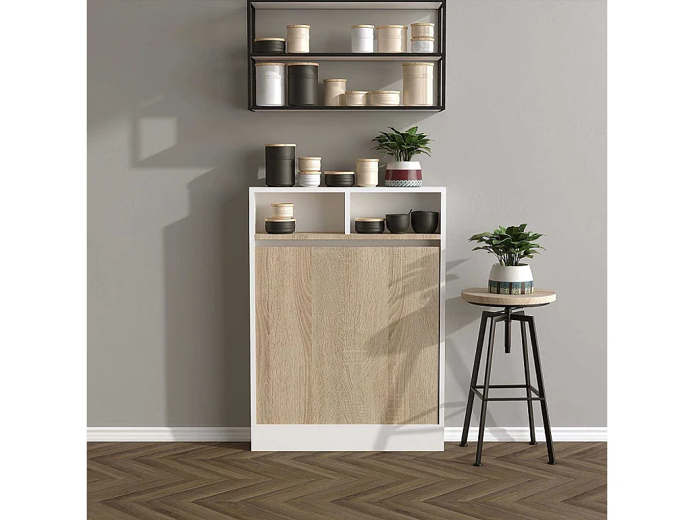 Table console style scandinave Bekna bois Blanc et Chêne clair