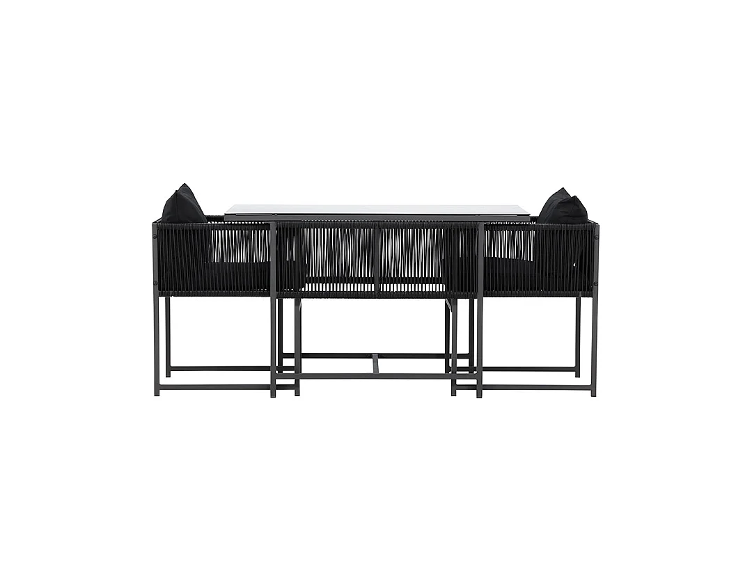 Ensemble Table de Jardin & 2 Chaises "Noto" 120cm Noir