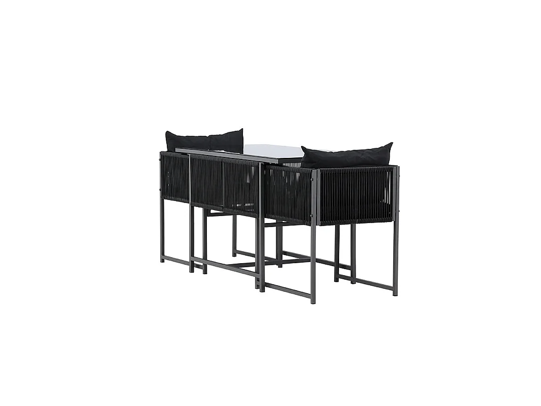 Ensemble Table de Jardin & 2 Chaises "Noto" 120cm Noir