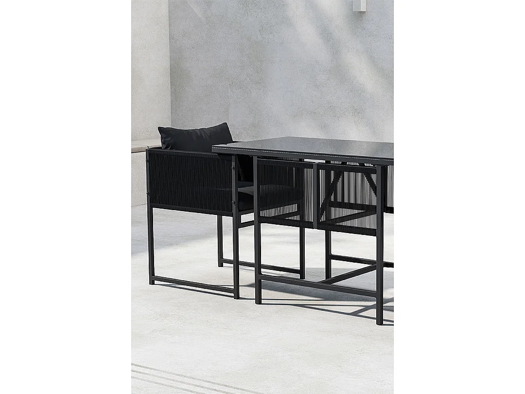 Ensemble Table de Jardin & 2 Chaises "Noto" 120cm Noir