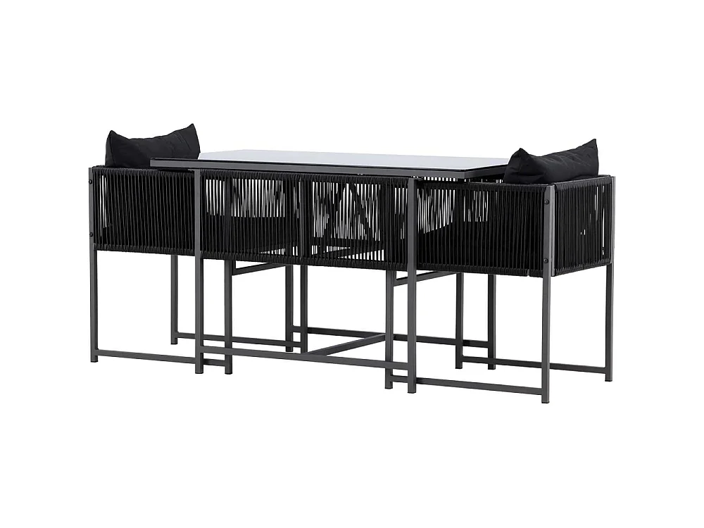 Ensemble Table de Jardin & 2 Chaises "Noto" 120cm Noir