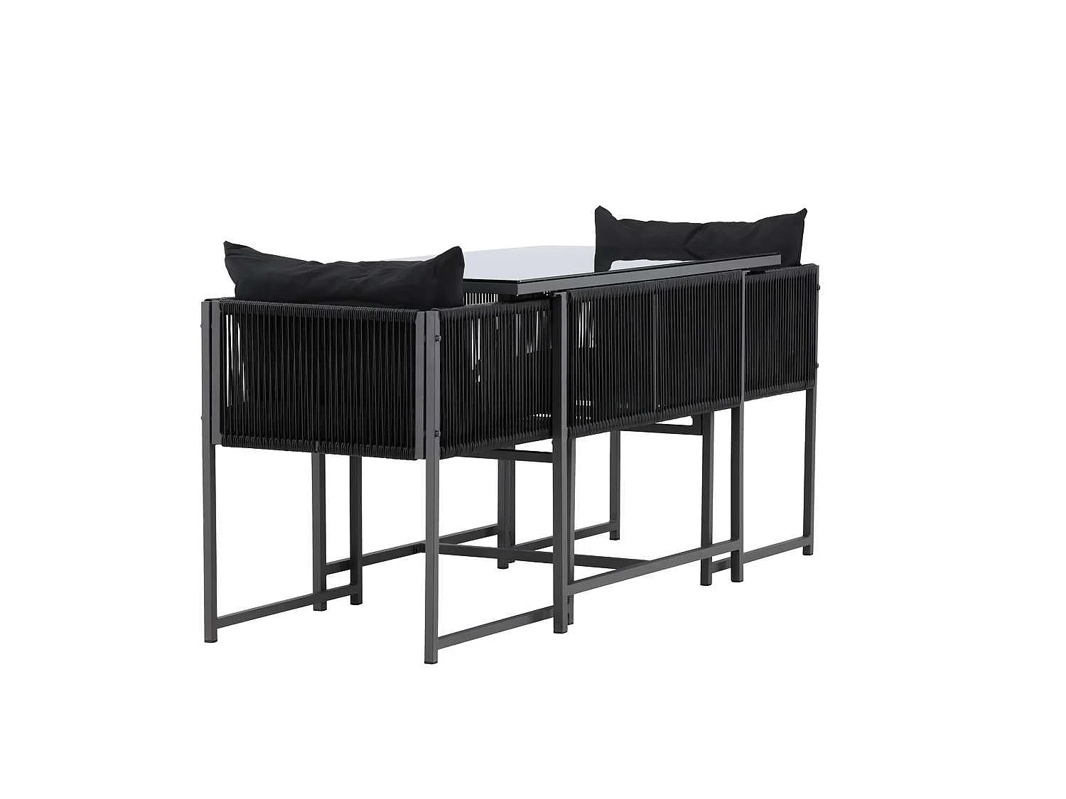 Ensemble Table de Jardin & 2 Chaises "Noto" 120cm Noir