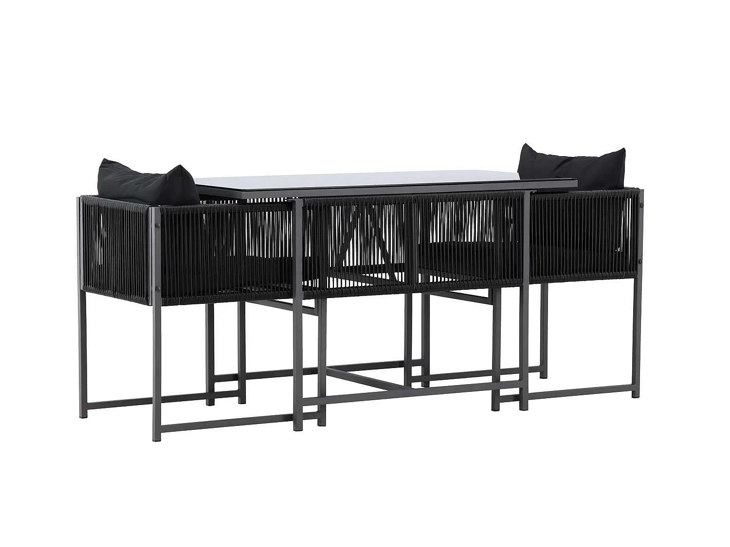 Ensemble Table de Jardin & 2 Chaises "Noto" 120cm Noir