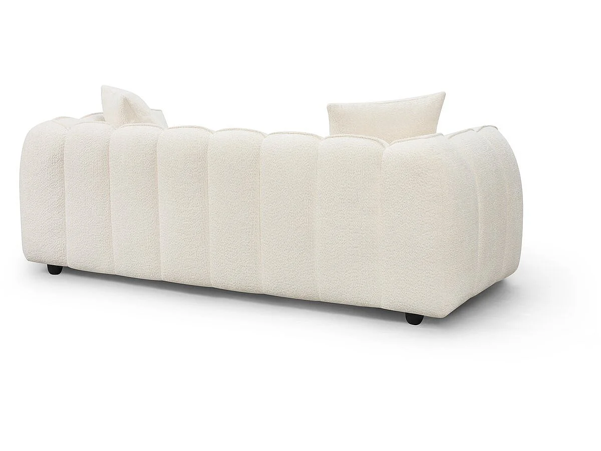 Sofá reto em tecido, estilo <<bubble>>, modelo <<Balzac>> - 3 lugares - Creme