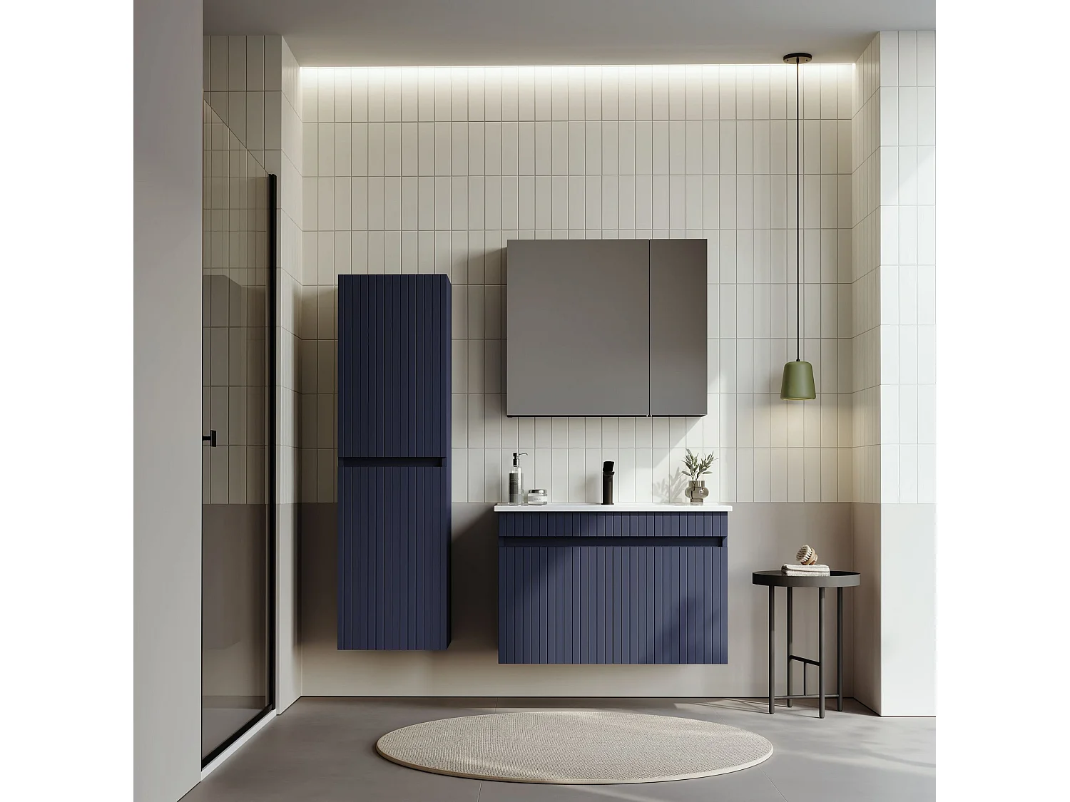 Wastafelmeubel "Tivoli 85" - 85 x 45 x 57 cm - Mat marineblauw
