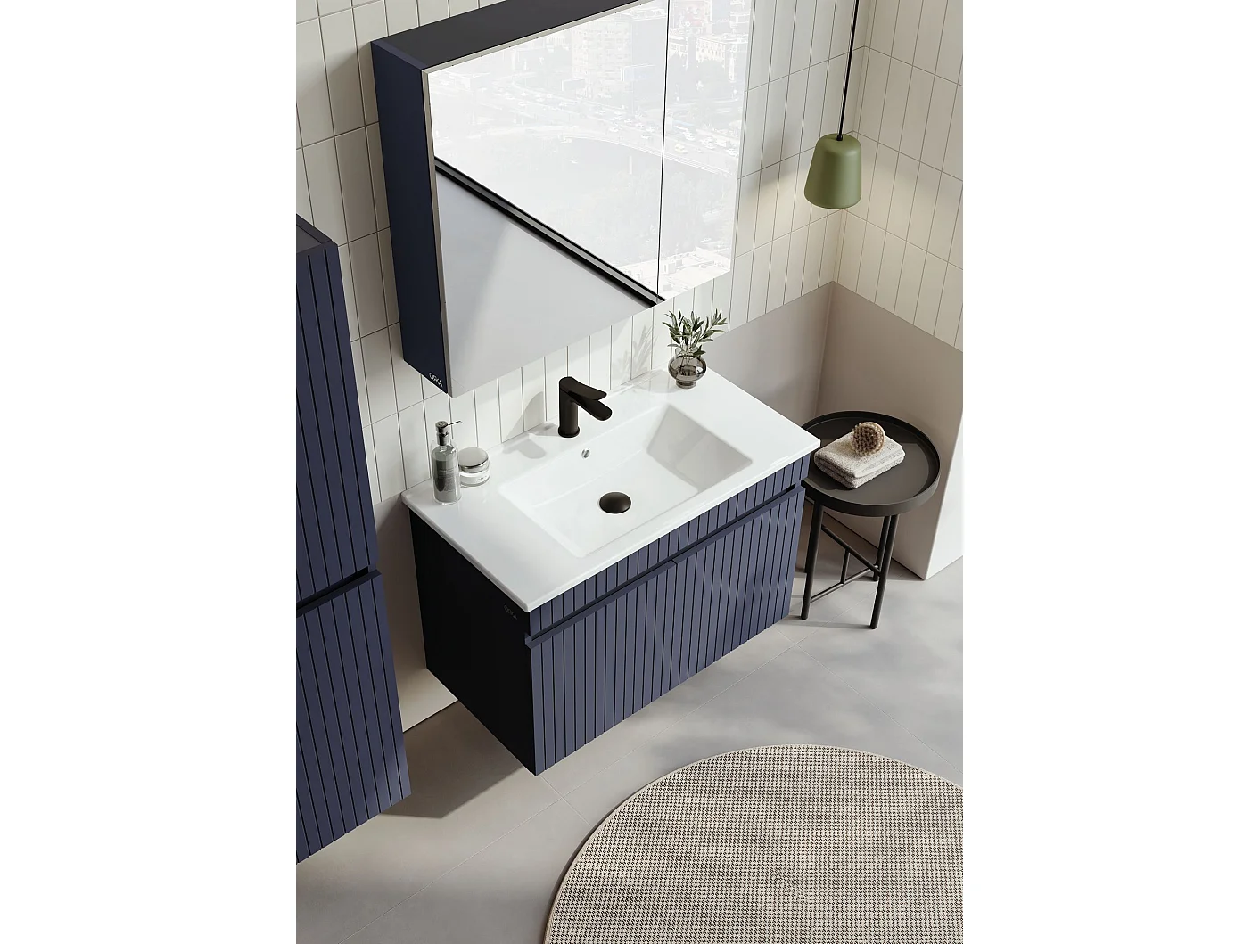 Wastafelmeubel "Tivoli 85" - 85 x 45 x 57 cm - Mat marineblauw