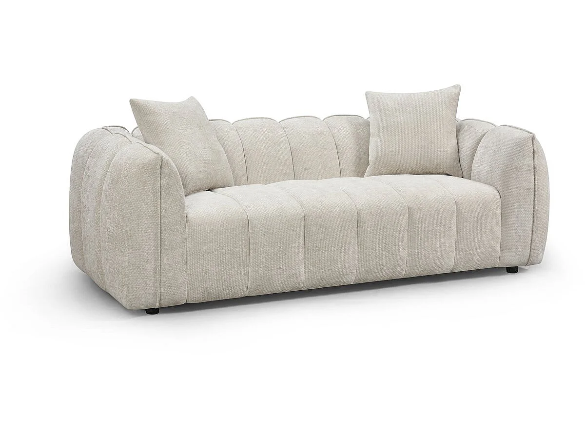 Sofá reto em tecido, estilo <<bubble>>, modelo <<Balzac>> - 3 lugares - Bege