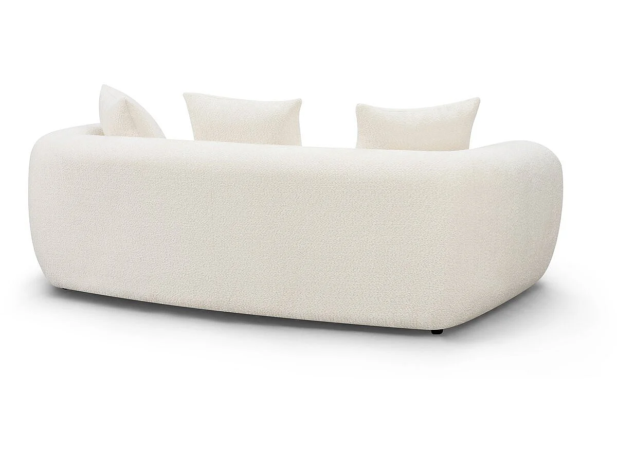 Canapé droit style bubble en tissu texturé "La Fayette" - 3 places - Crème