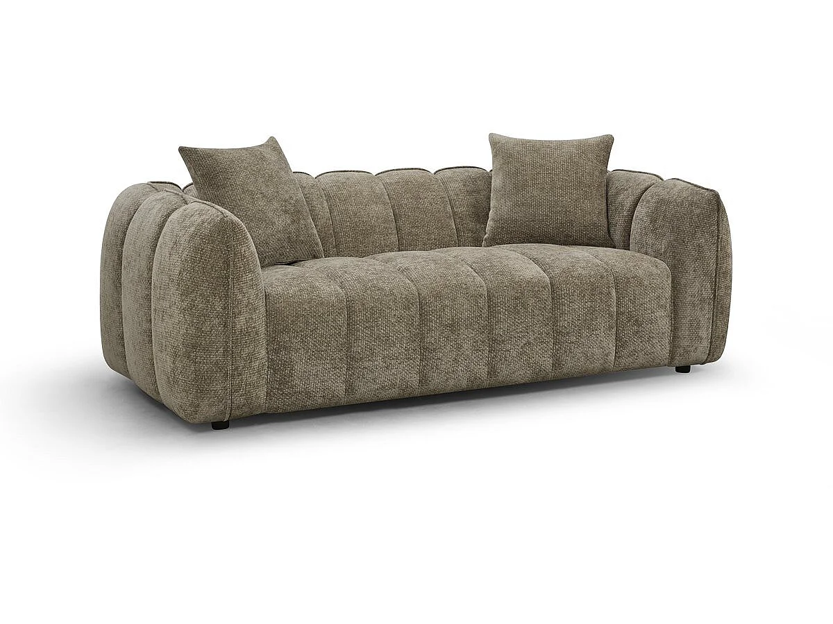 Sofá reto em tecido, estilo <<bubble>>, modelo <<Balzac>> - 3 lugares - Taupe