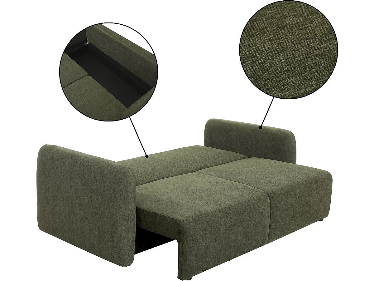 Canapé droit convertible en tissu "Concorde" 3 places - Vert