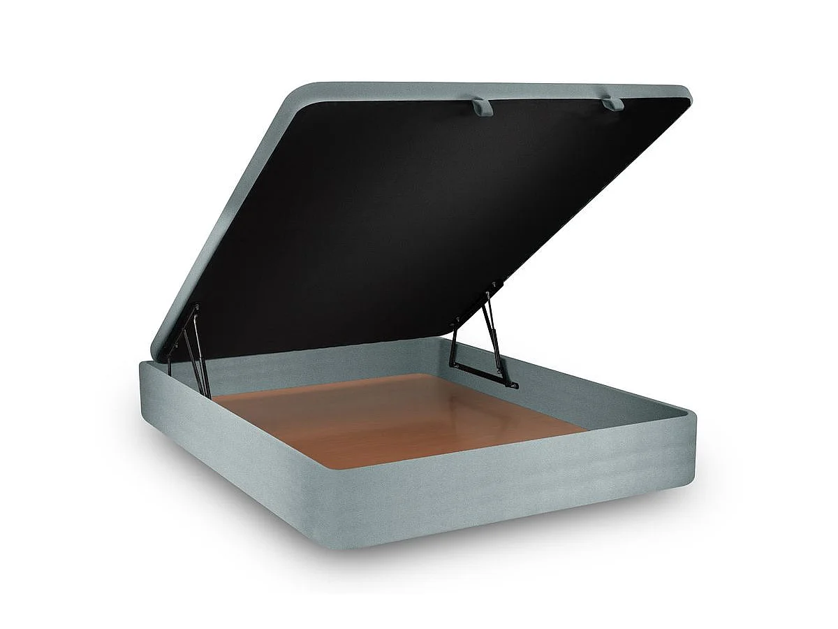 Lit coffre 140x200cm avec tête de lit tapissier Velours Gris bleuté - Hauteur totale : 39cm