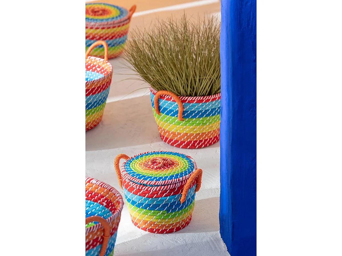 Lot de 3 Paniers Déco "Arc en Ciel" 39cm Multicolore