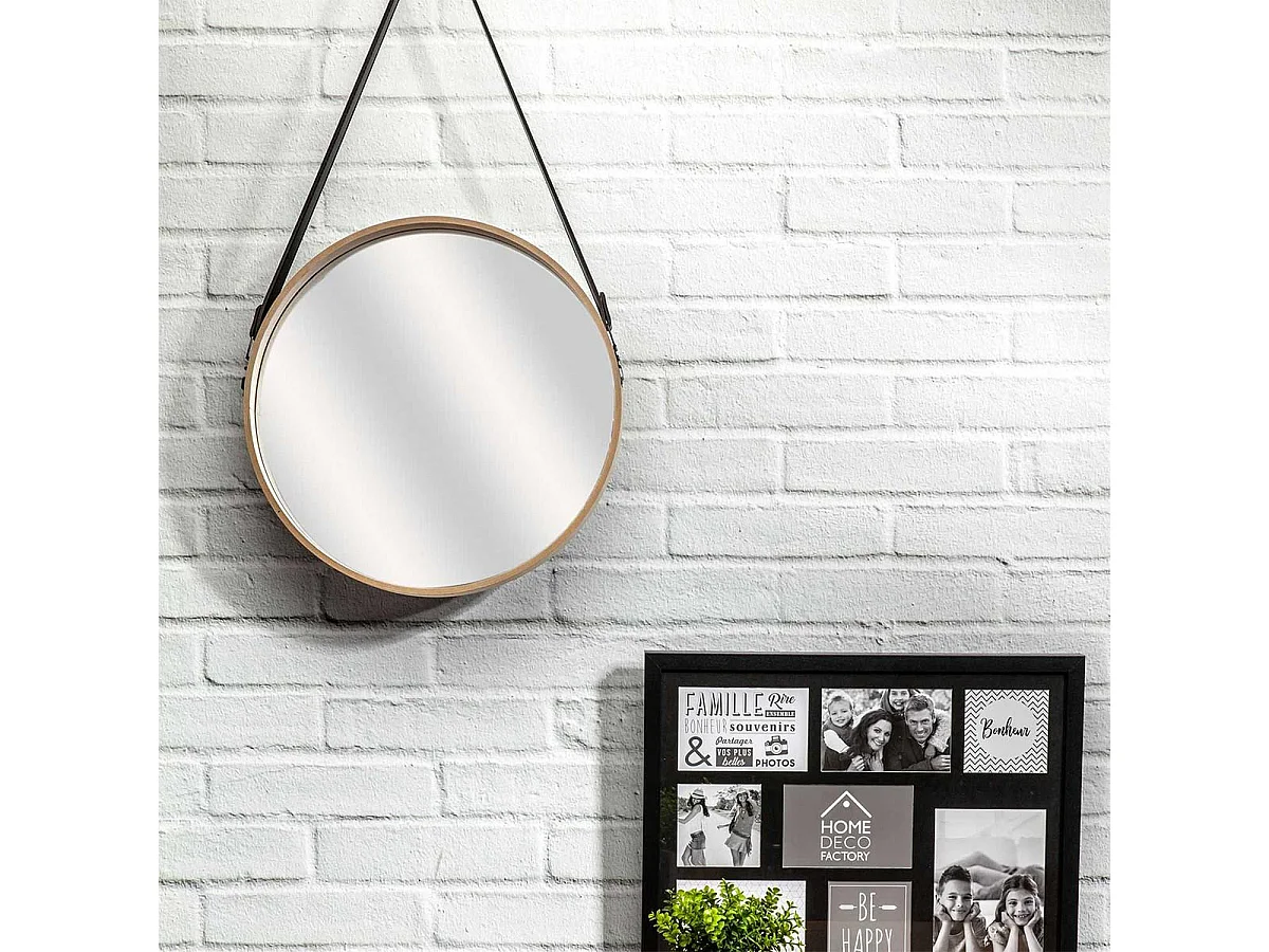 Miroir Mural Barbier "Anse" 40cm Naturel
