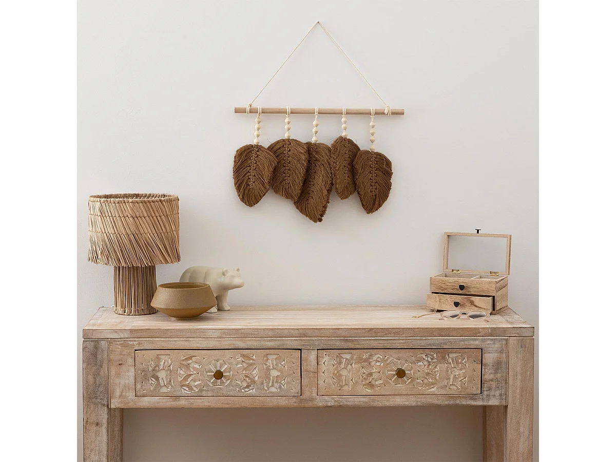 Déco Murale Feuilles en Tissu "Odina" 58cm Naturel