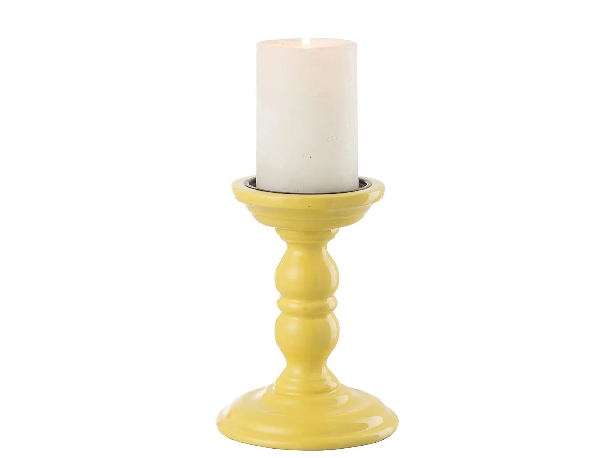 Bougeoir Haltère en Bois "Waldo" 17cm Jaune