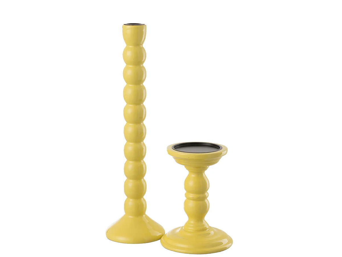 Bougeoir Haltère en Bois "Waldo" 17cm Jaune