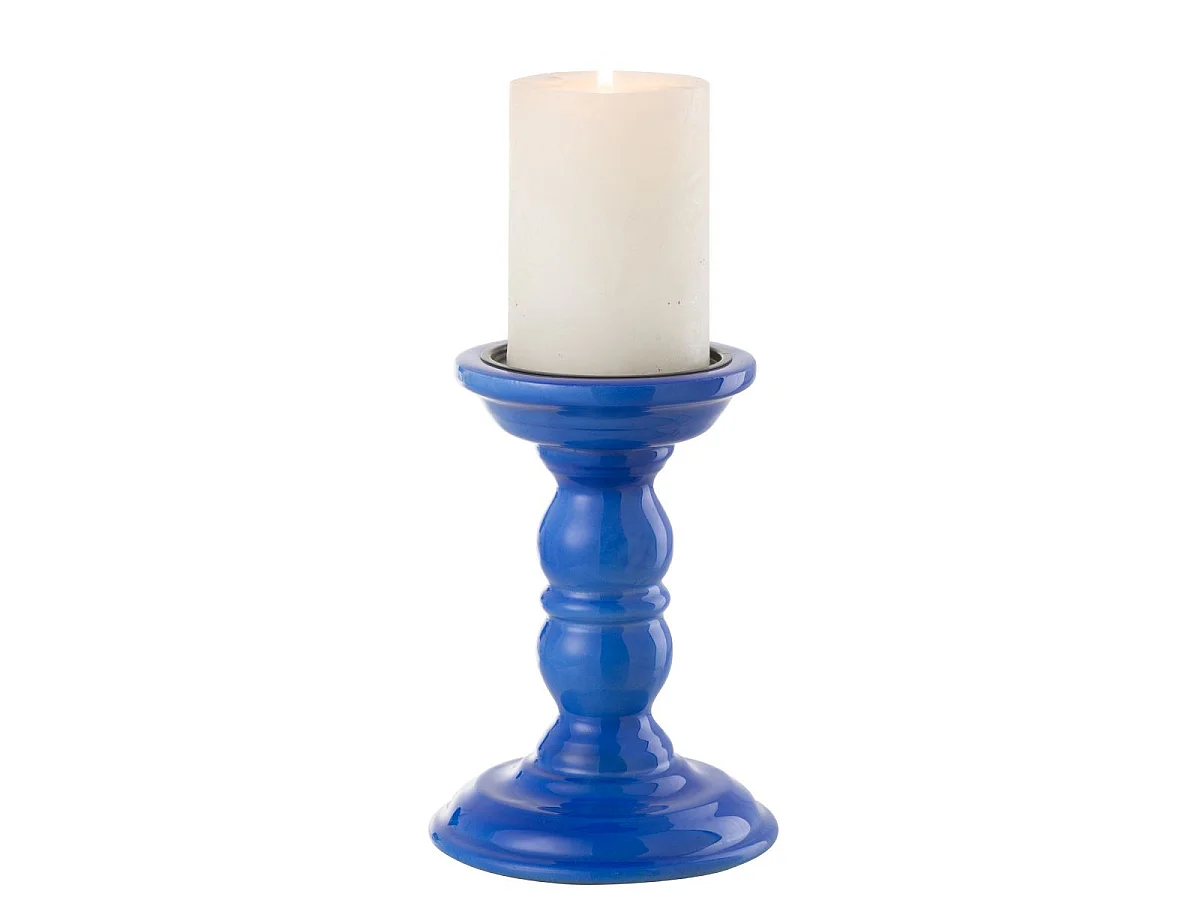Bougeoir Haltère en Bois "Waldo" 17cm Bleu