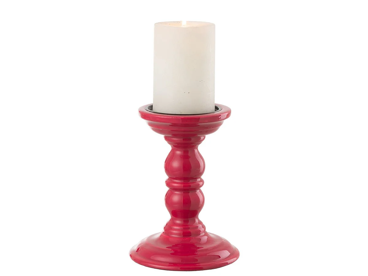 Bougeoir Haltère en Bois "Waldo" 17cm Fuchsia