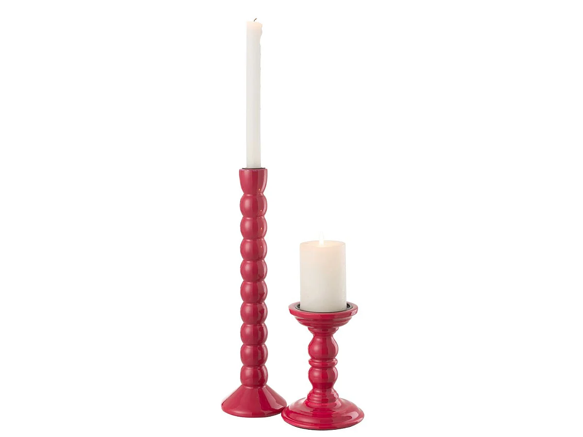 Bougeoir Haltère en Bois "Waldo" 17cm Fuchsia
