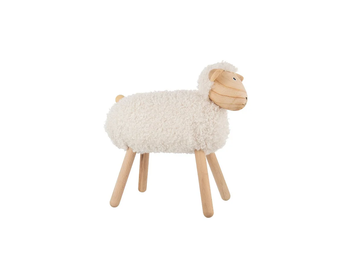 Statuette Mouton en Bois "Chalet" 45cm Blanc Cassé
