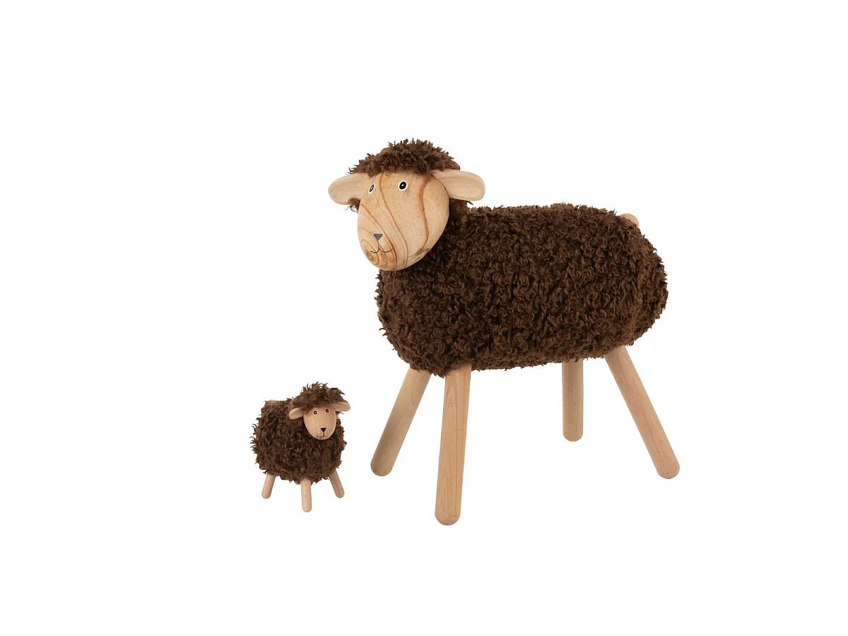 Statuette Mouton en Bois "Chalet" 45cm Marron Foncé